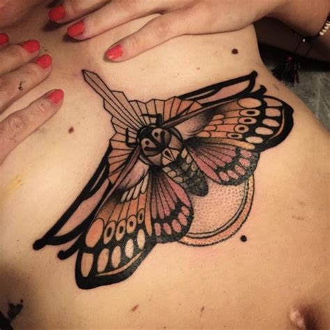 moth under breast tattoo|125 Trendy Underboob Tattoos You’ll Need to See